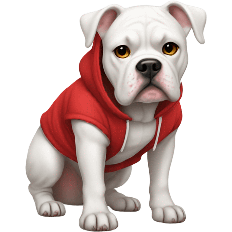 White American Bulldog in red hoodie  emoji