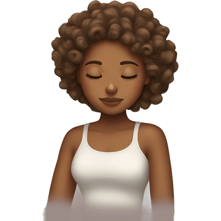 Brown skinned girl with curly hair sleeping  emoji