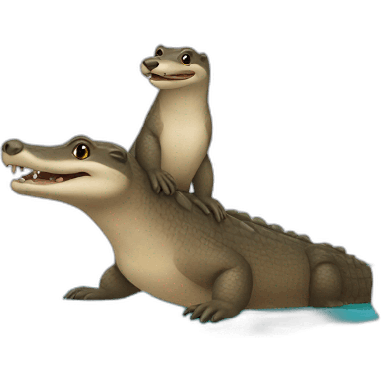 Une loutre sur un crocodile emoji