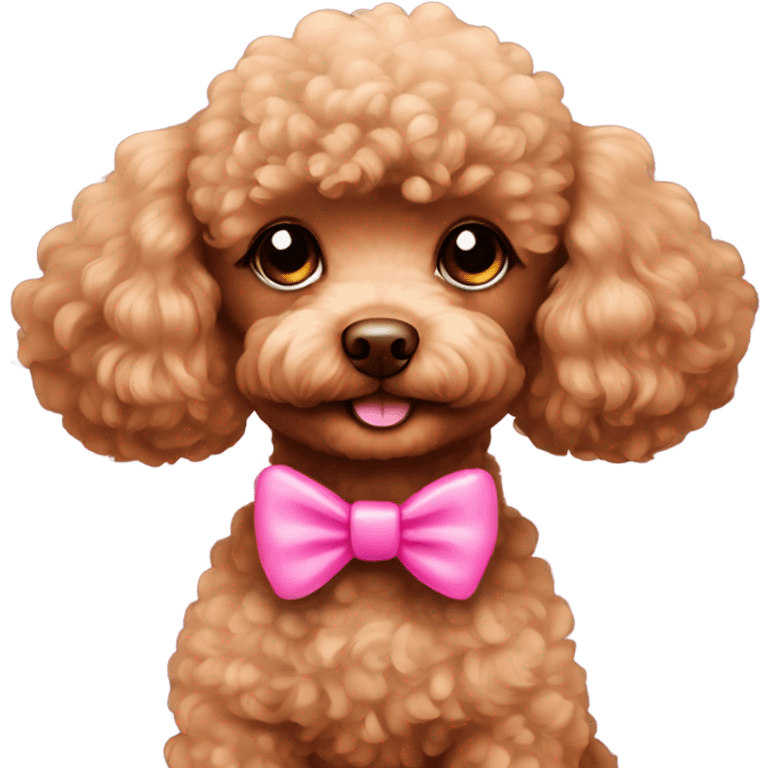 brown toy poodle with pink bow emoji