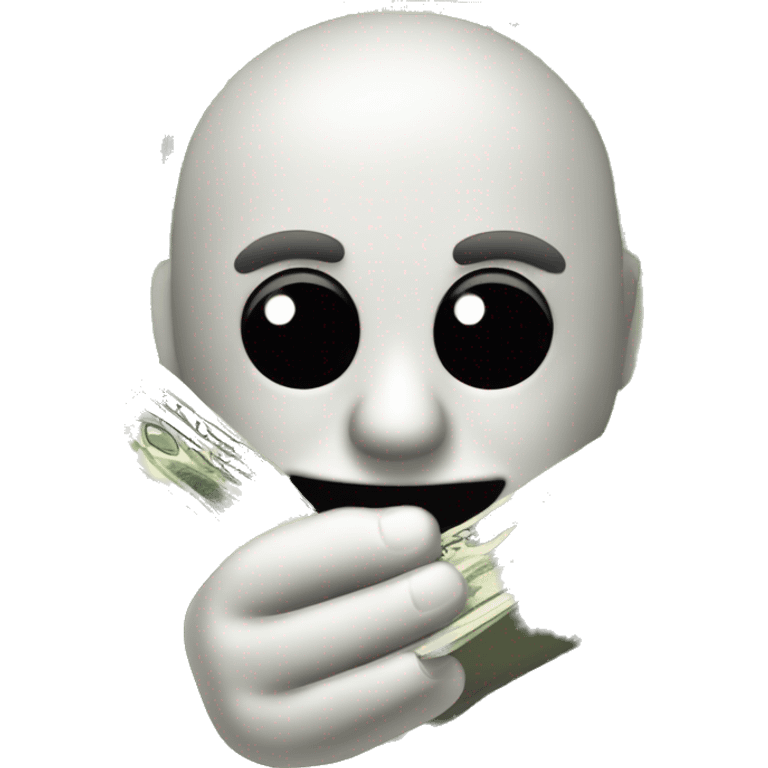 An emoji of a hand that seems to be handing over to the viewer 5 pieces of $100 bills, fanned out. Apple style emoji