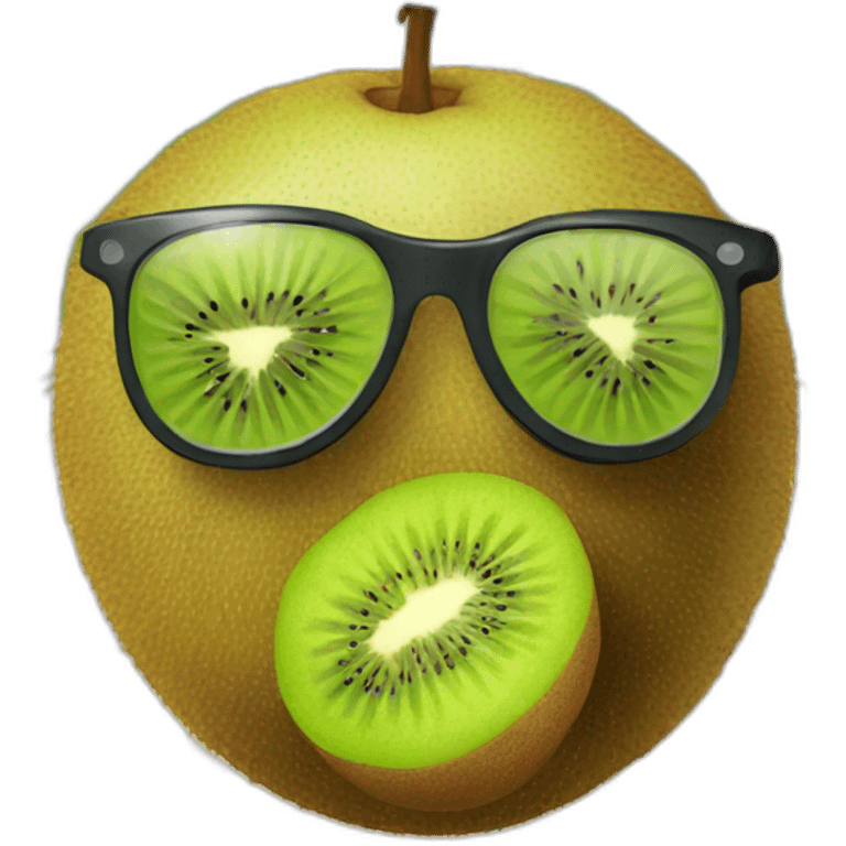 kiwi fruit with face with sunglasses emoji