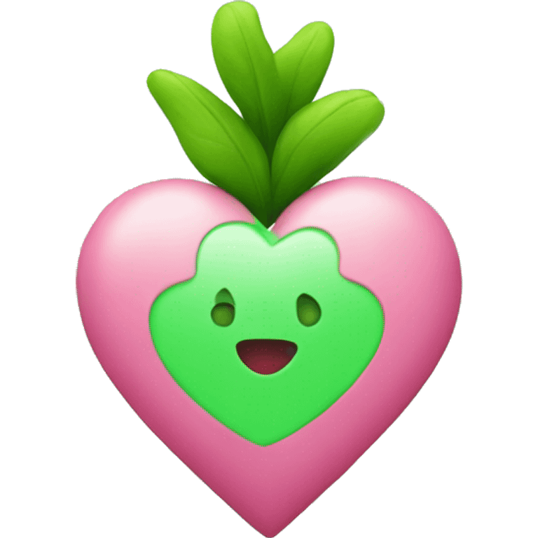 Green and pink heart emoji