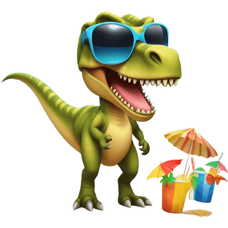 T-Rex at a beach party with sunglasses  emoji