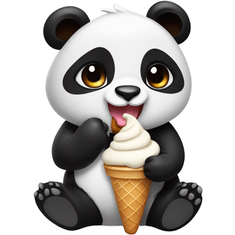 Panda eating ice cream emoji