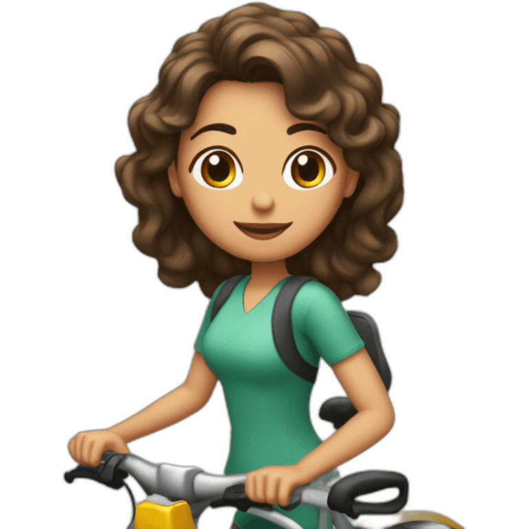 mujer morena con pelo corto montando en bicicleta emoji