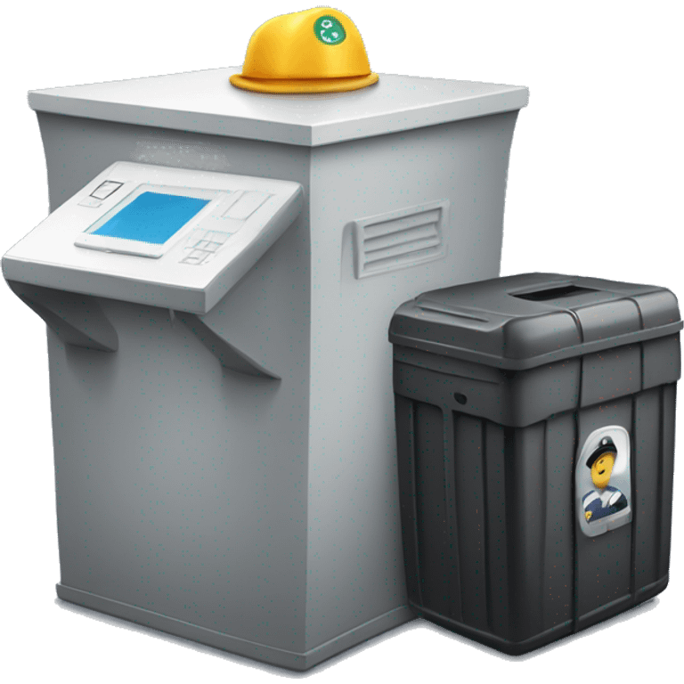 airport security bin with phone and laptop inside emoji