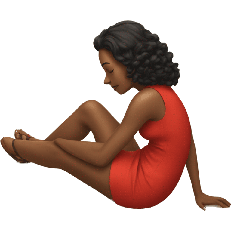 women on the floor in red dress emoji