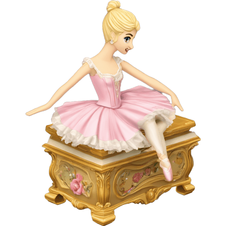 Vintage rococo 3D isometric ballerina music box emoji