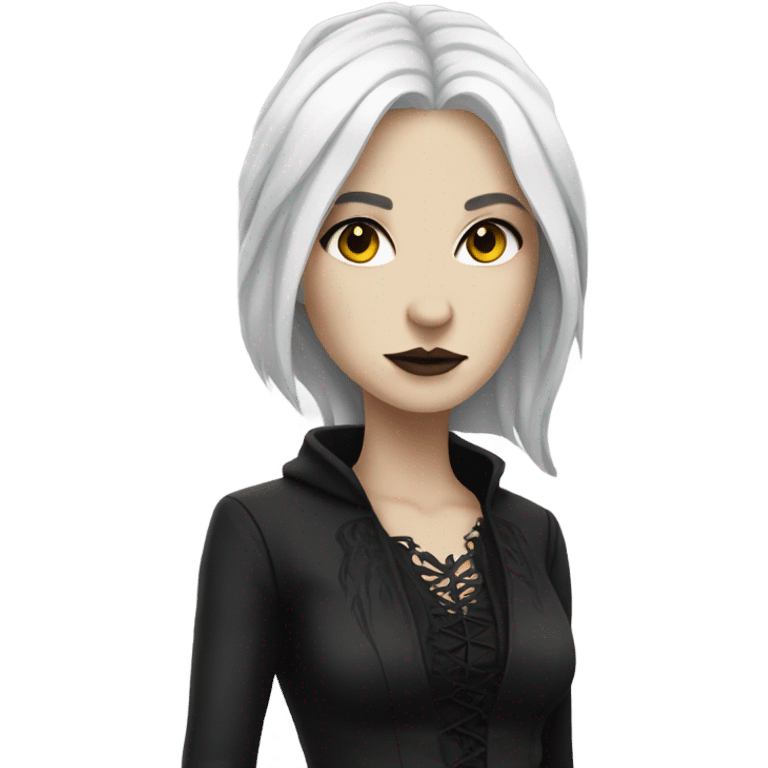 White skin, white hair, gothic clothes woman  emoji