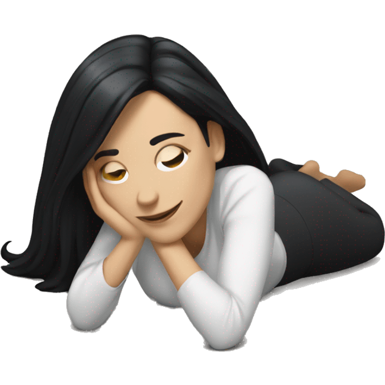 a white woman with black hair lying on the floor emoji