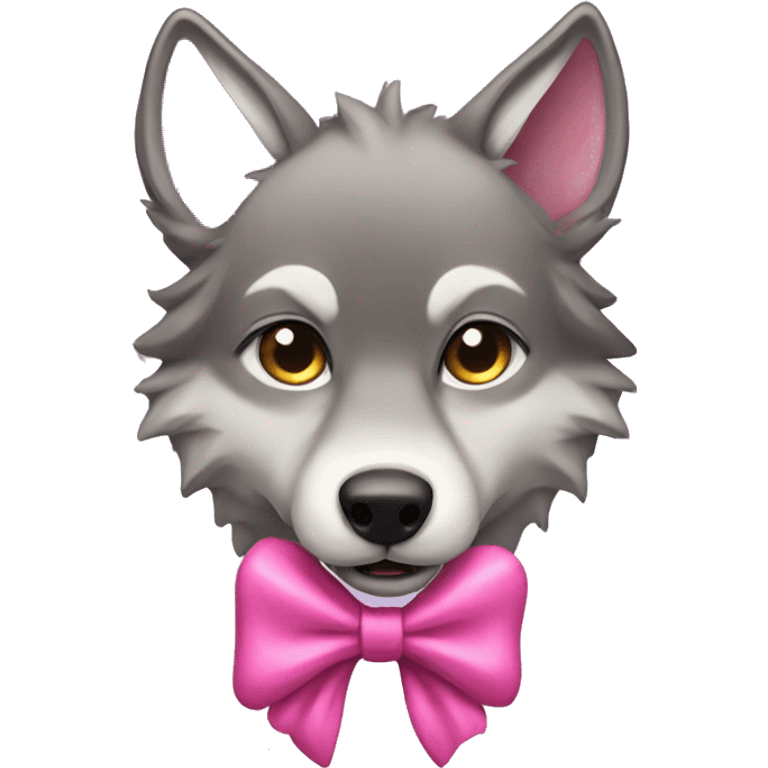 Alpha male wolf with pink bow emoji