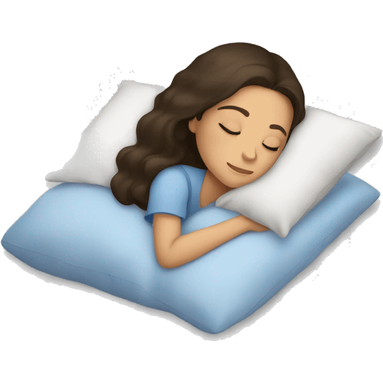 Brunette girl sleeping with pillow emoji