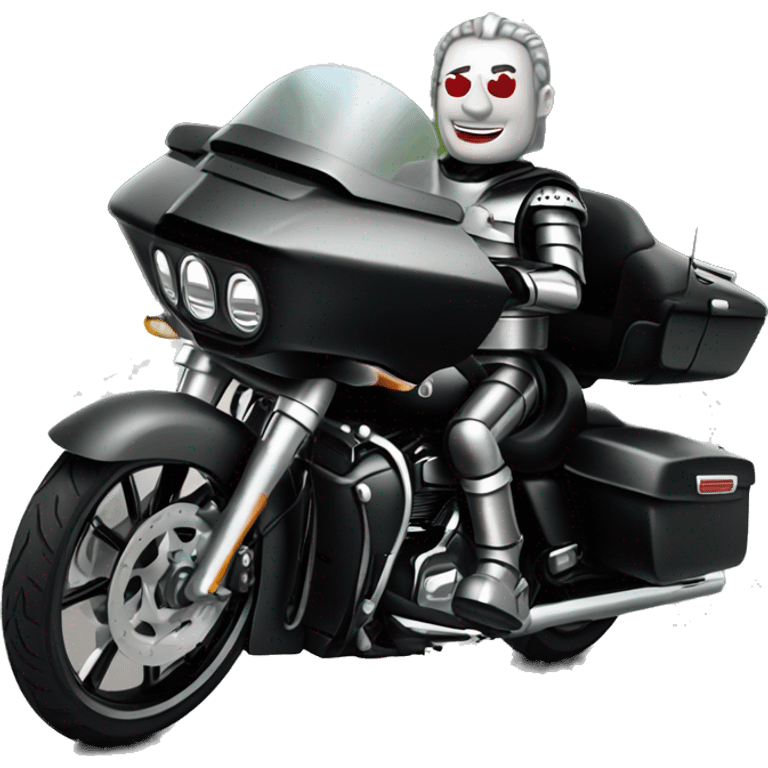 Tin Man riding black Harley road glide emoji