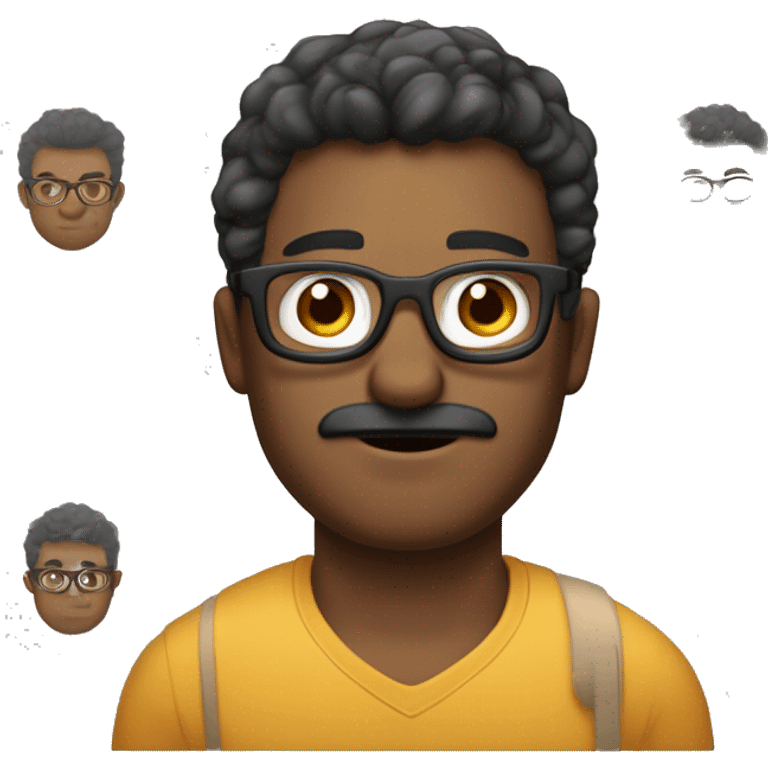 homem magro, brancom, com cavanhaque, super calvo, de oculos, cabelos pretos emoji