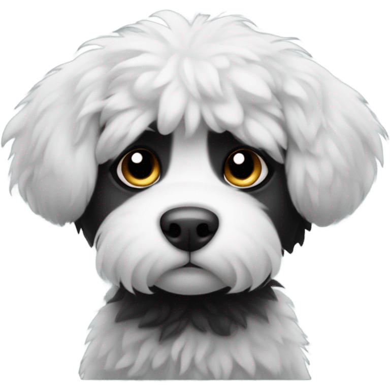 Sad small black and white fluffy dog emoji