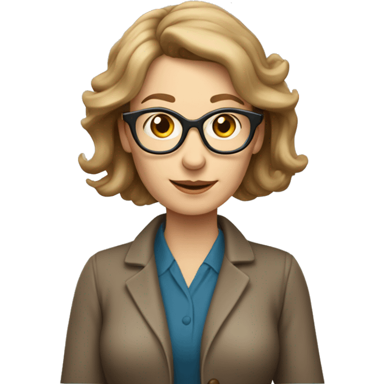 quirky female middle age librarian with should length light brown hair emoji