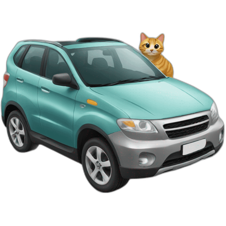 Voiture avec chat dessus emoji