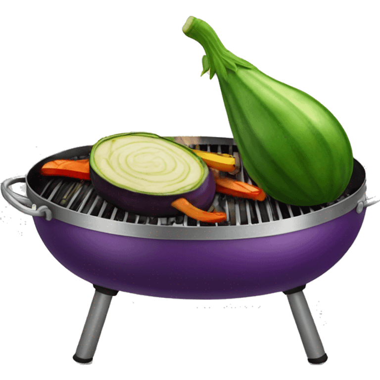 eggplant and zucchini on a bbq emoji