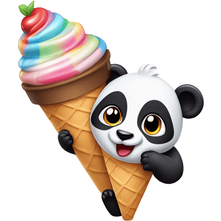 Panda eating ice cream emoji