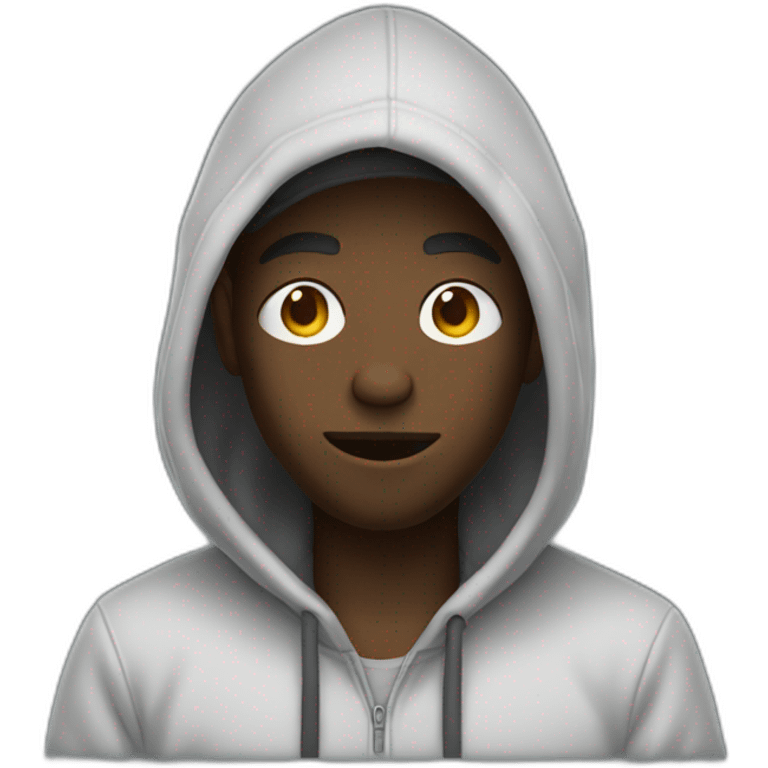 Black guy in a hoodie throwing up emoji