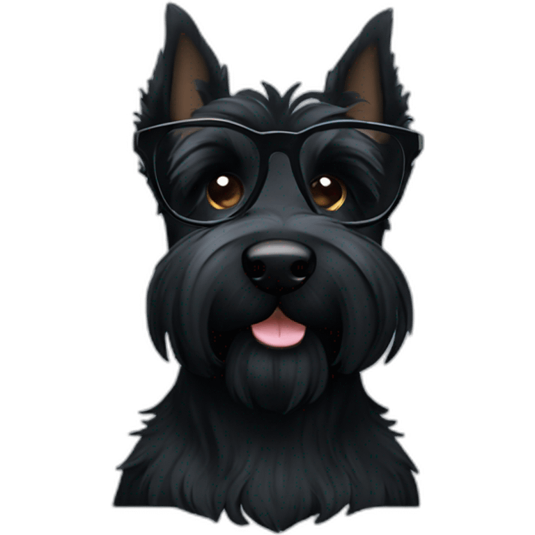 black Scottish terrier glasses black emoji