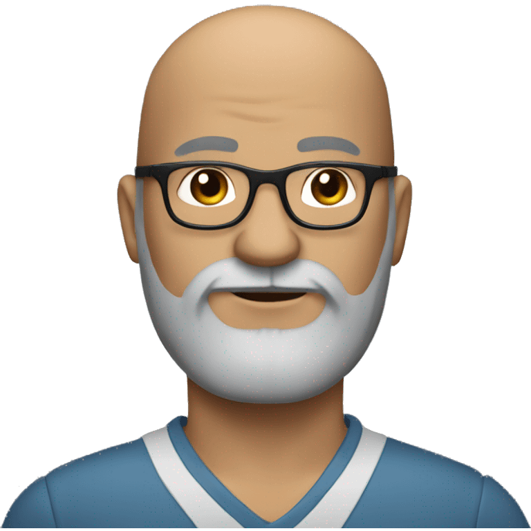 bald reporter with dark brown hair, chubby, GRAY beard AND GLASSES emoji