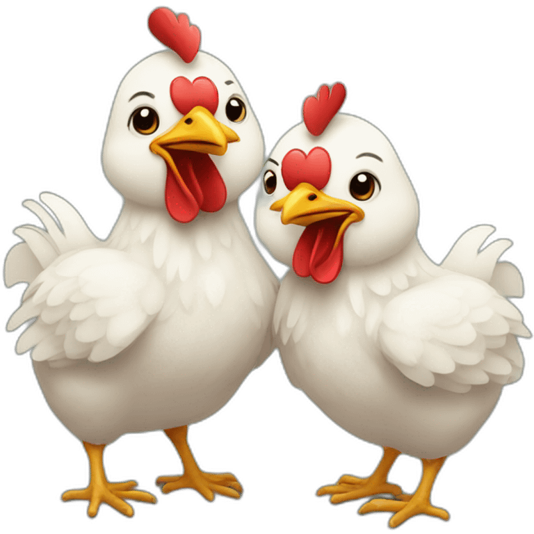 Two chickens in love emoji