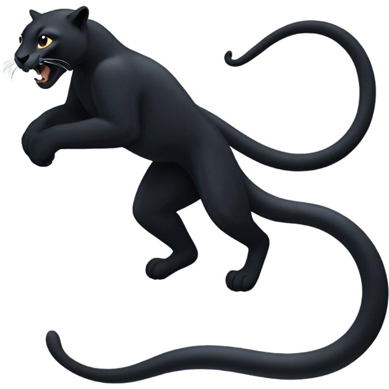 A sleek black puma play with black snake emoji