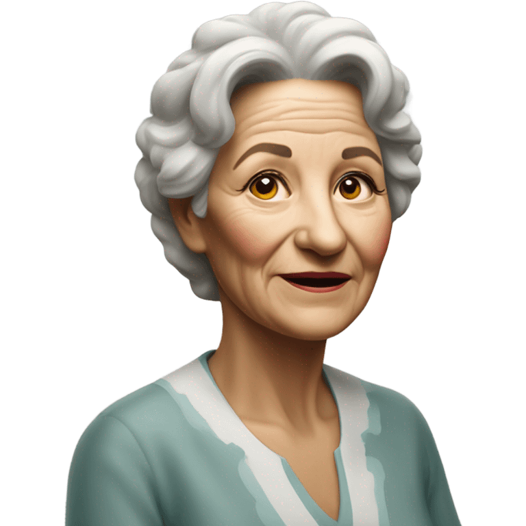 3d hyper realistic senior woman painting  emoji