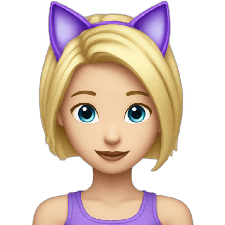 Blonde girl with purple cat ear Alice and emoji