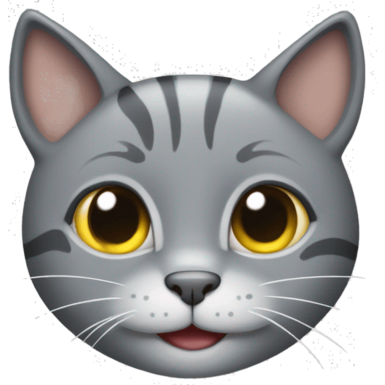 Grey cat who is smilinh emoji