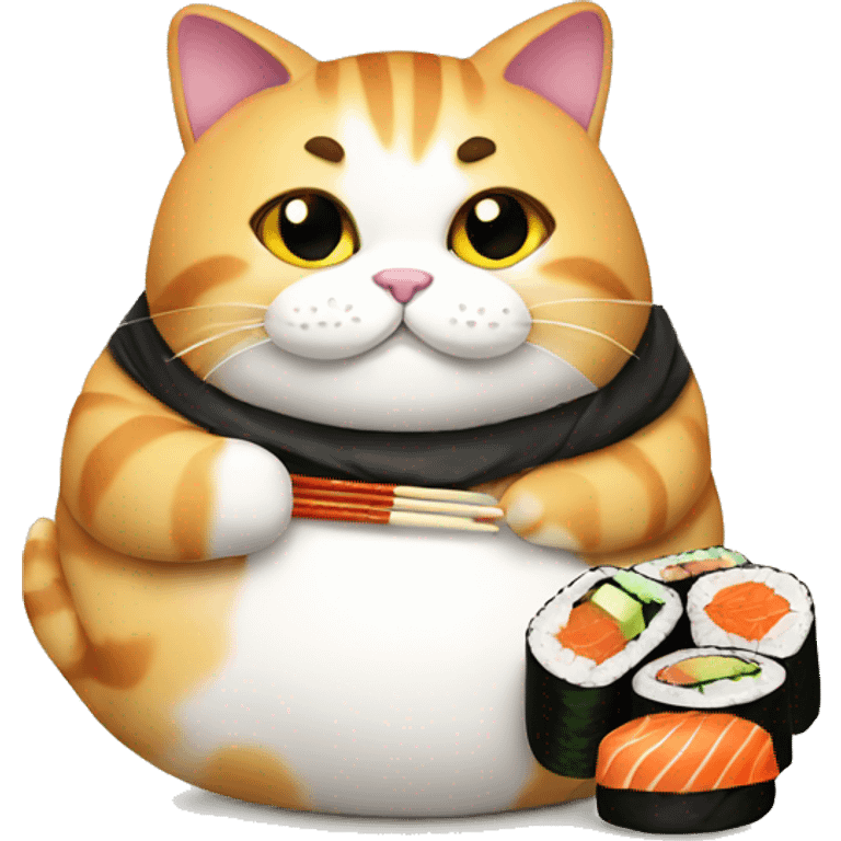 Fat cat with sushi emoji