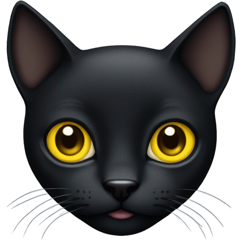 Black slim cat with big yellow eyes and big pupils emoji