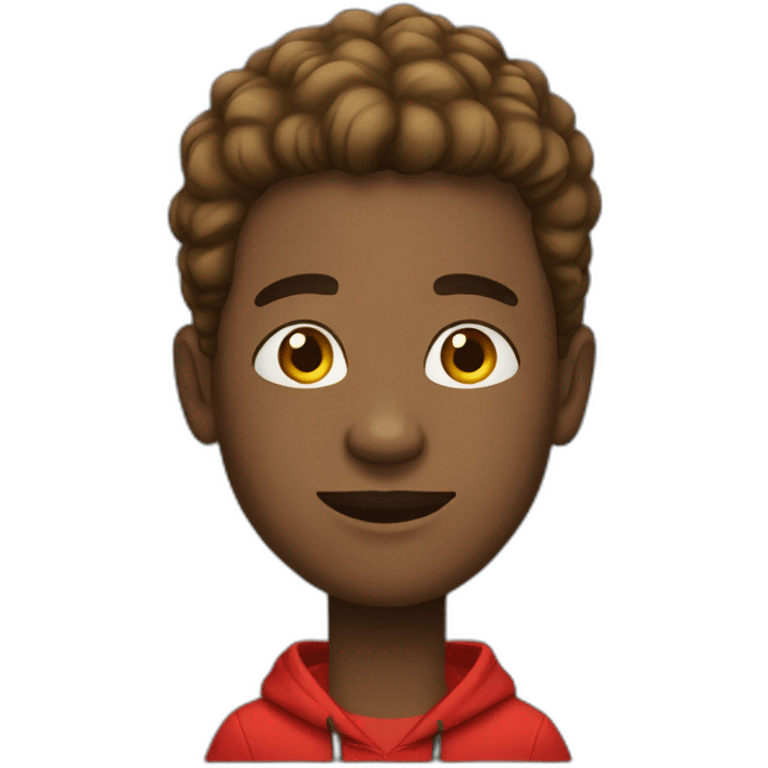 Black male early 20s in red  hoodie emoji