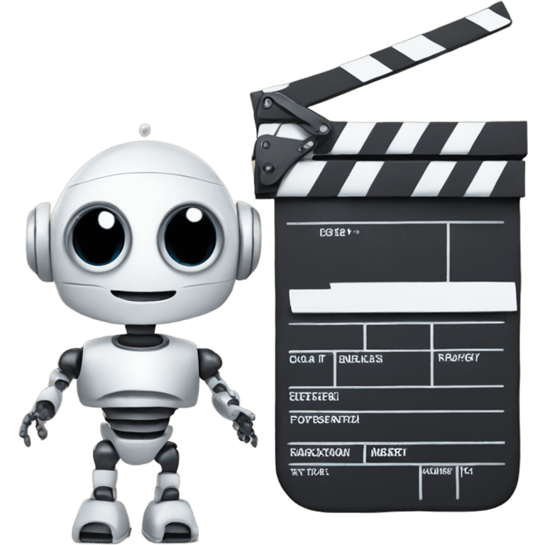 cute robot and a clapboard emoji