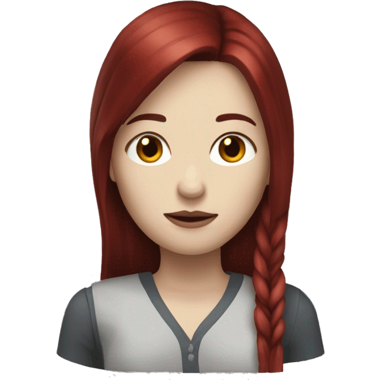 Woman  that has white skin and Long Dark red hair and fringe emoji