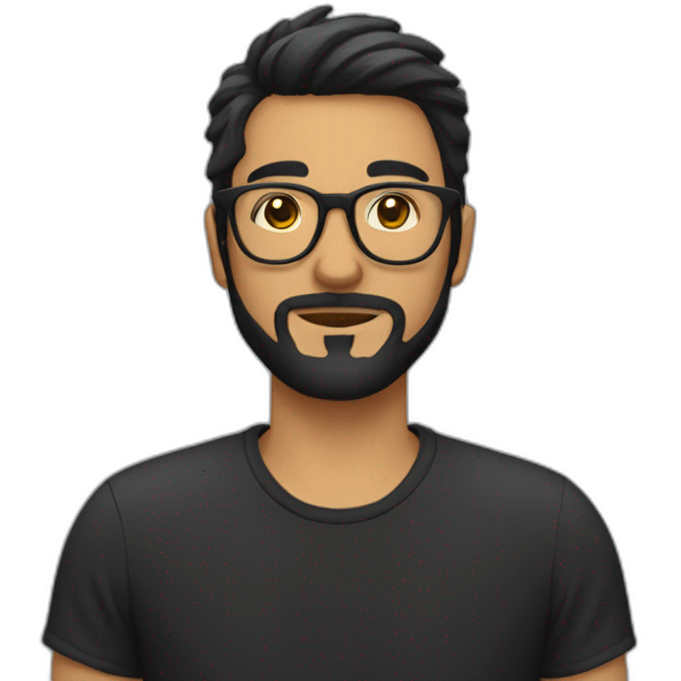 guy with black frame glasses with small beard and dar hair emoji