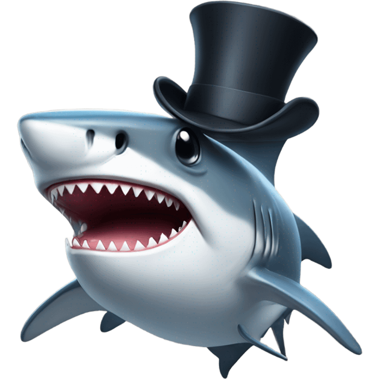 Shark with a top hat emoji