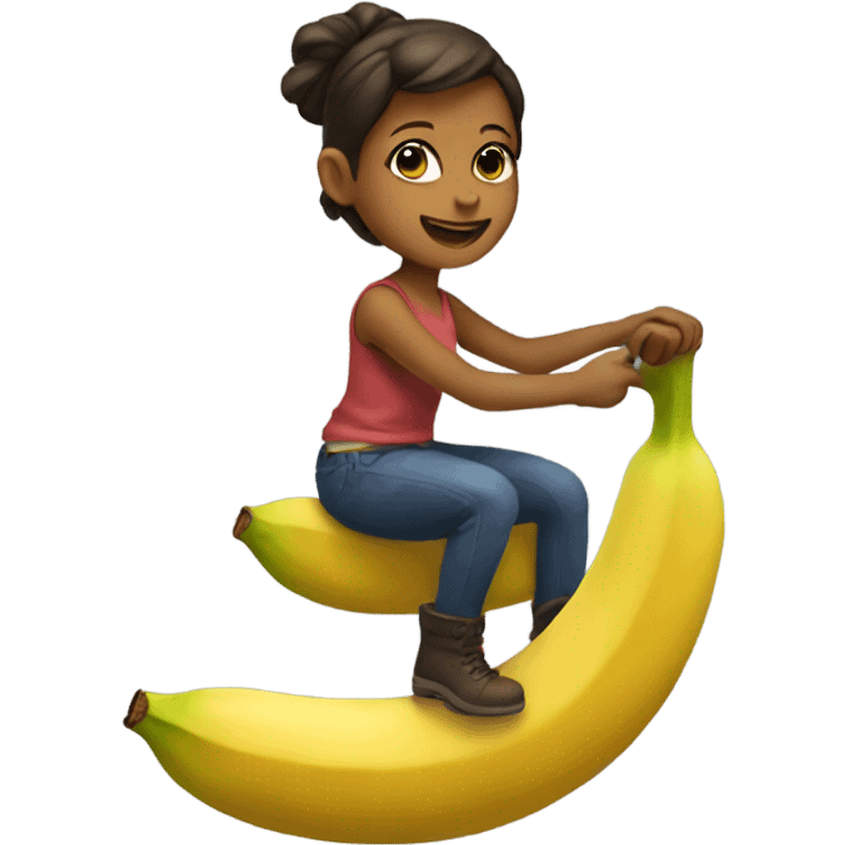 a girl riding a banana emoji