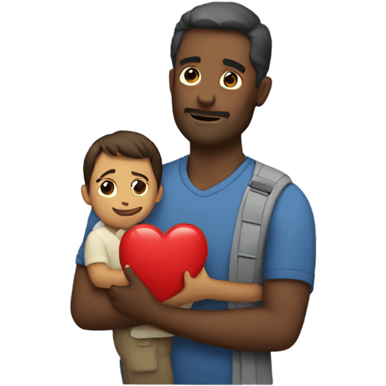 Father holds his heart in his arm emoji