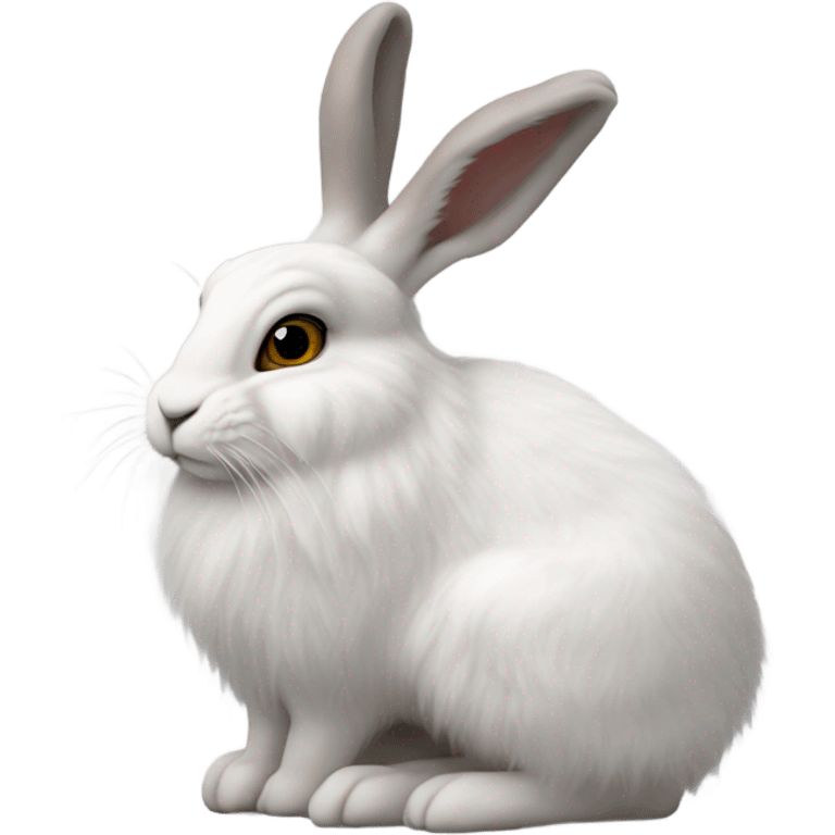 snowshoe hare very fluffy with no feet laying down, side view emoji