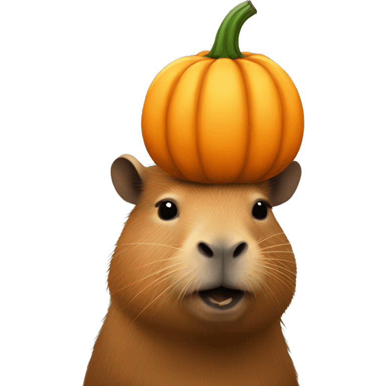 Capybara with pumpkin on head emoji