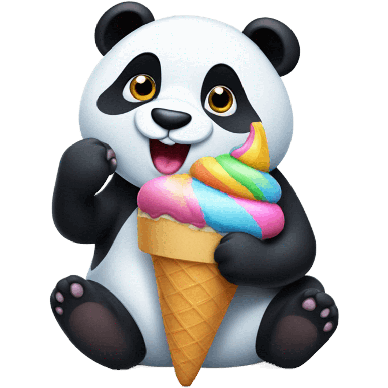 Panda eating ice cream emoji