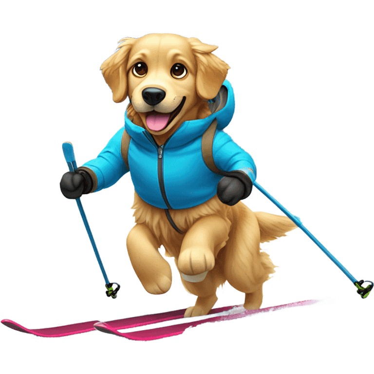 Skiing golden retriever emoji