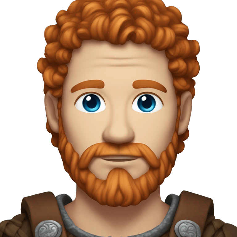 35 year old viking, male, curly red hair, blue eyes, pale emoji