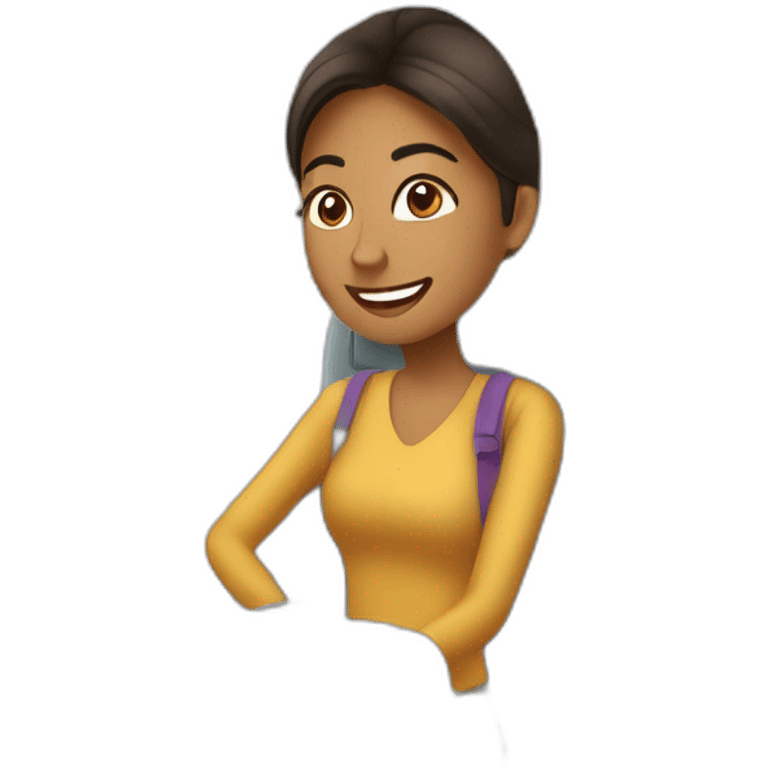 Mujer bonita viajando en un avion emoji