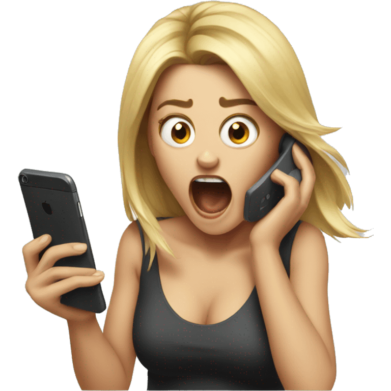 Girl screaming at phone  emoji