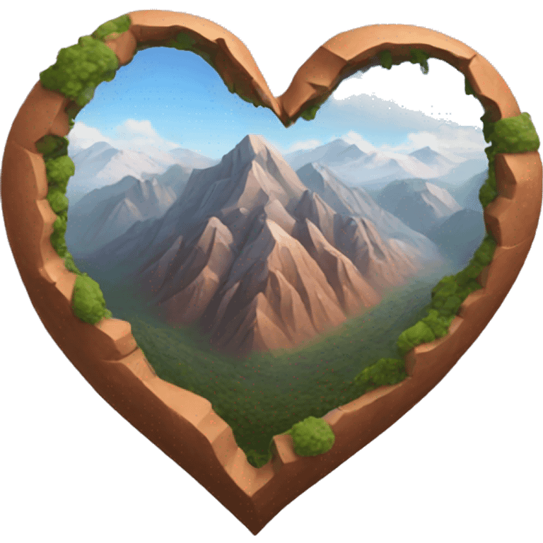 Mountains inside a heart emoji