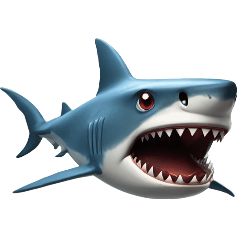 titan shark with destroy sea city, angry eyes shark emoji